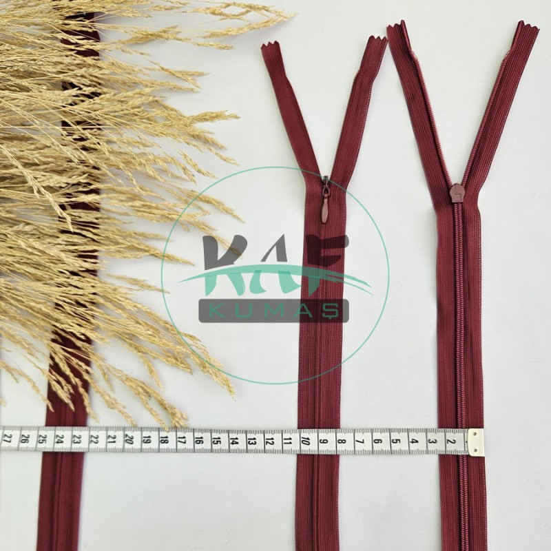 Gizli Fermuar | Uzunluk: 40 cm | Bordo