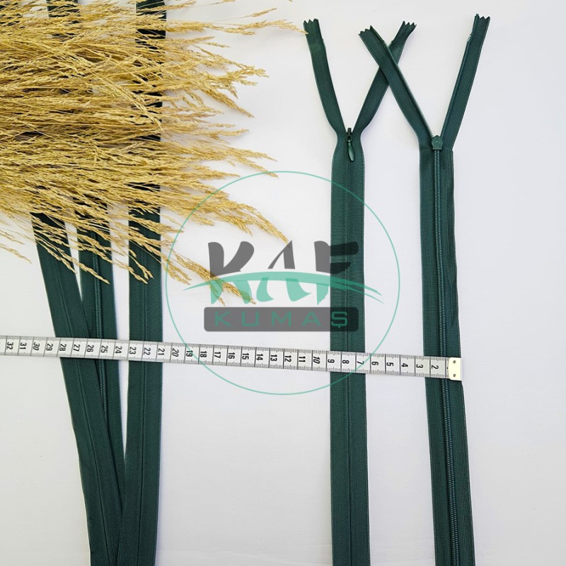 Gizli Fermuar | Uzunluk: 60 cm | Petrol Yeşili
