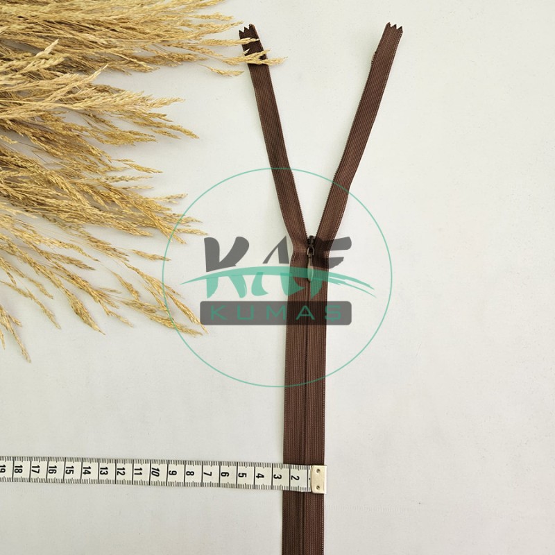 Gizli Fermuar | Uzunluk: 60 cm | Açık Kahverengi