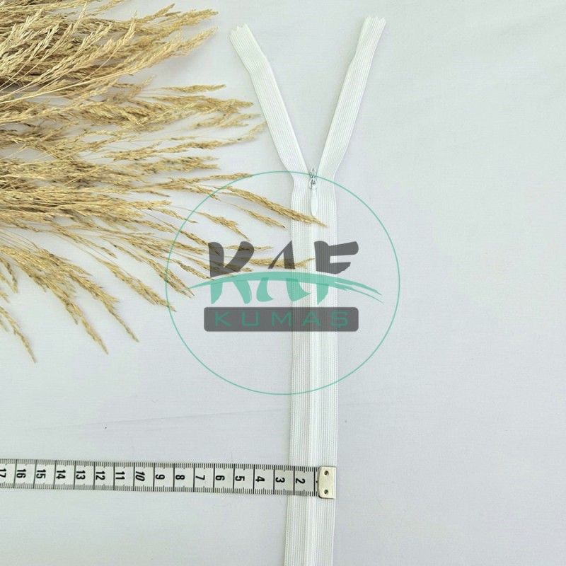 Gizli Fermuar | Uzunluk: 60 cm | Beyaz