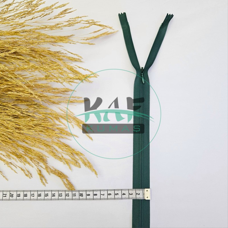 Gizli Fermuar | Uzunluk: 60 cm | Petrol Yeşili