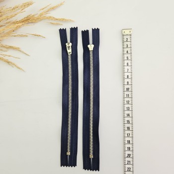 18 cm Metalik Dişli Fermuar | Spor Giyim Fermuar Lacivert