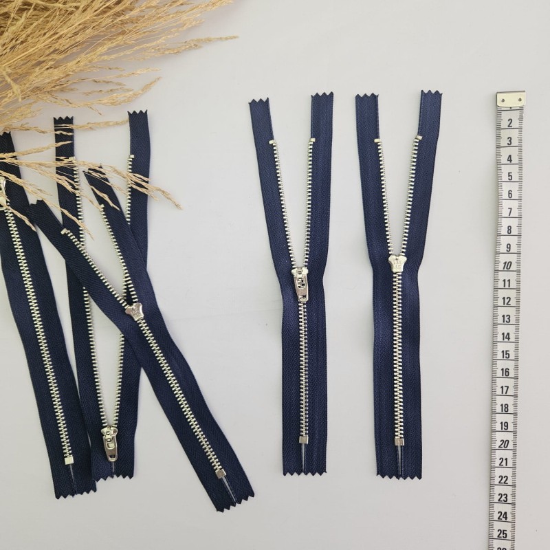 18 cm Metalik Dişli Fermuar | Spor Giyim Fermuar Lacivert
