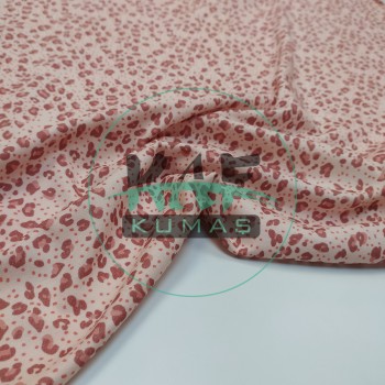 Baskılı %100 Pamuk İnterlok Kumaş | Pembe Leopar 