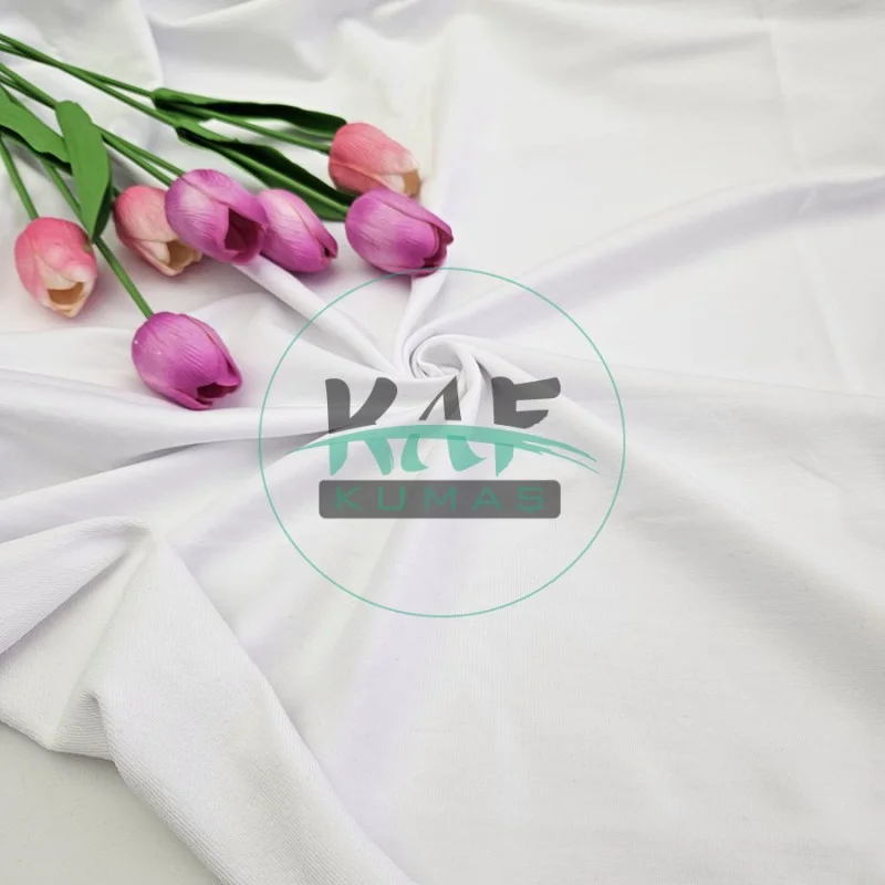 Penye %95 Pamuk %5 Elastan İki İplik Kumaş | Beyaz