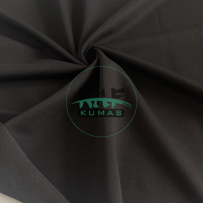Penye 72% Pamuk 24% Polyester 6% Elastan İki İplik Kumaş | Siyah