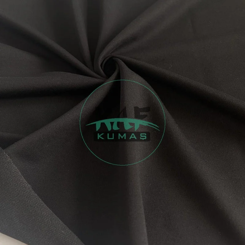 Penye 72% Pamuk 24% Polyester 6% Elastan İki İplik Kumaş | Siyah