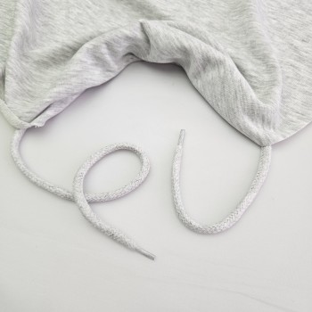 Pamuk Sweatshirt İpi | Plastik Uçlu 115 cm Kordon | Gri Melanj