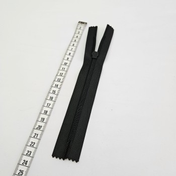 Su Geçirmez PU Kaplama Fermuar | O Fermuar | Uzunluk: 24 cm Siyah