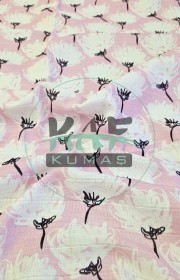 Baskılı %100 Pamuk Müslin Kumaş | Pembe Zemin Çiçek