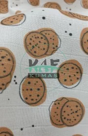 Baskılı %100 Pamuk Müslin Kumaş | Kurabiye Desen