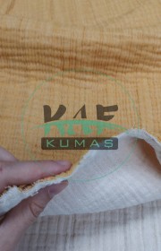 Dört Katlı Bürümcük Pamuk Müslin Kumaş | İki Renkli: Hardal ve Natural
