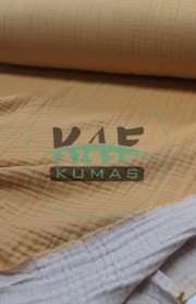 Dört Katlı Bürümcük Pamuk Müslin Kumaş | Geniş En | İki Renkli: Hardal ve Natural