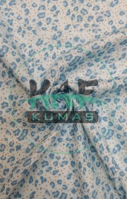 Baskılı Bambu Karışım Müslin Kumaş | Mavi Leopar 