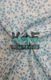 Baskılı Bambu Karışım Müslin Kumaş | Mavi Leopar