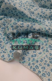 Baskılı Bambu Karışım Müslin Kumaş | Mavi Leopar 