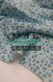 Baskılı Bambu Karışım Müslin Kumaş | Mavi Leopar