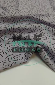 Baskılı Bambu Karışım Müslin Kumaş | Mor Zemin Kısa Çizgiler