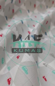 Baskılı Bambu Karışım Müslin Kumaş | Altıgen Şekil Ve Arabalar