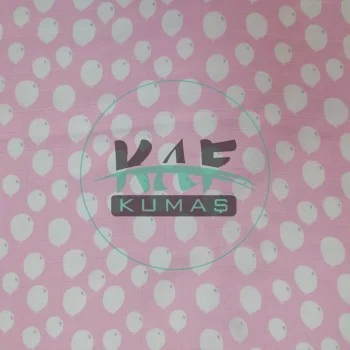 Baskılı Bambu Karışım Müslin Kumaş | Pembe Zemin Balon