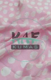 Baskılı Bambu Karışım Müslin Kumaş | Pembe Zemin Balon
