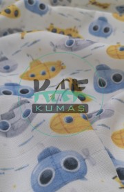 Baskılı %100 Pamuk Müslin Kumaş | Denizaltı
