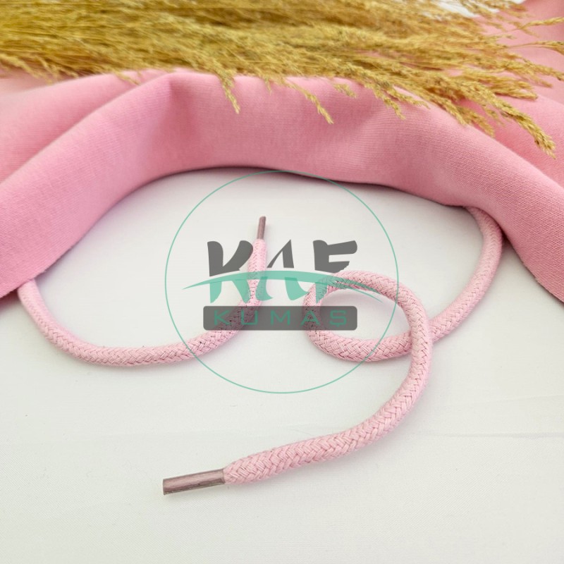 Pamuk Sweatshirt İpi | Plastik Uçlu 125 cm Kordon | Pembe