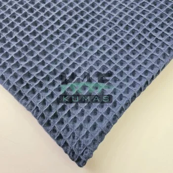 Büyük Kareli Waffle Pike Kumaş | Kumaş Eni: 140 cm | BW-36 İndigo Mavi