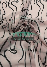 Şifon Kumaş | Pembe Siyah Geometrik