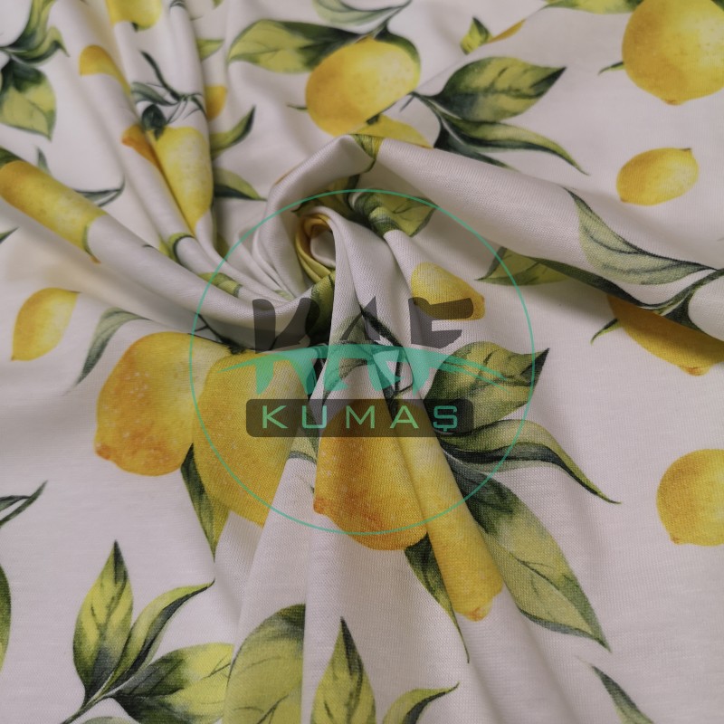 Dijital Baskılı Penye Süprem Kumaş  | Limon