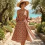 %100 Pamuk Dokuma Vual Kumaş | Terracotta Renk Yazlık Elbiselik Kumaş