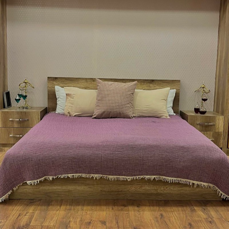 7 Katlı Mor Çift Taraflı Dolgulu Çift Kişilik Müslin Battaniye | 230 x 240 cm