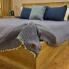 4 Katlı Denim Mavi Çift Taraflı Çift Kişilik Müslin Battaniye | 230 x 240 cm