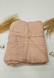 4 Katlı Somon Pembe Çift Taraflı Çift Kişilik Müslin Battaniye | 230 x 240 cm