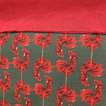 Baskılı Süprem Kumaş | %95 Pamuk %5 Elastan | 150 cm | 210 Gsm | Kırmızı Horoz Desen