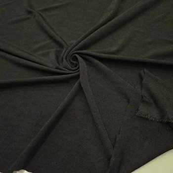 Siyah Likralı Polyester Ribana Kumaş | D-03