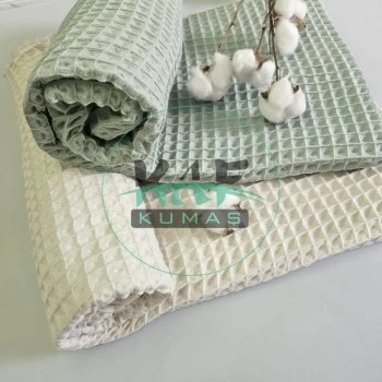 Büyük Kareli Waffle Pike Kumaş | Kumaş Eni: 140 cm | W-17 Açık Mint