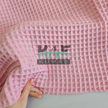 Büyük Kareli Waffle Pike Kumaş | 100% Pamuk | W-23 Açık Pembe