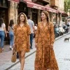 Baskılı %100 Pamuk 2 Katlı Hardal Krinkıl Müslin Kumaş | Desen 4
