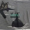 Siyah Beyaz Çizgili Kedi Desen Pano Kumaş 70x180 cm