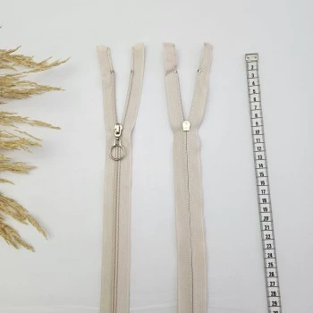 Yuvarlak Halka Fermuar | Mont-Çanta Fermuarı Uzunluk: 47 cm Bej