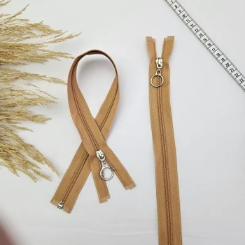 Yuvarlak Halka Fermuar | Mont-Çanta Fermuarı Uzunluk: 47 cm Karamel