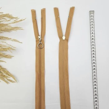 Yuvarlak Halka Fermuar | Mont-Çanta Fermuarı Uzunluk: 47 cm Karamel