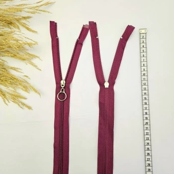Yuvarlak Halka Fermuar | Mont-Çanta Fermuarı Uzunluk: 47 cm Vişne