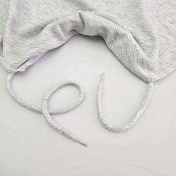 Pamuk Sweatshirt İpi | Plastik Uçlu 115 cm Kordon | Gri Melanj