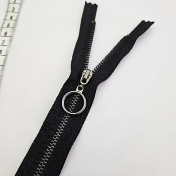 Yuvarlak Halka Fermuar | Mont-Çanta Fermuarı Uzunluk: 20 cm | Siyah