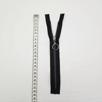 Yuvarlak Halka Fermuar | Mont-Çanta Fermuarı Uzunluk: 20 cm | Siyah