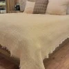 7 Katlı Krem Çift Taraflı Dolgulu Çift Kişilik Müslin Battaniye | 230 x 240 cm