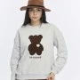 Kadife Be Yourself Desenli Gri Melanj Yumuşak Dokulu Regular Fit Bisiklet Yaka Kadın Sweatshirt