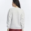 Kadife Love Yourself Desenli Gri Melanj Yumuşak Dokulu Regular Fit Bisiklet Yaka Kadın Sweatshirt